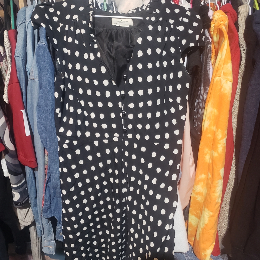 Kate Spade Black and White Polka Dot Midi Dress